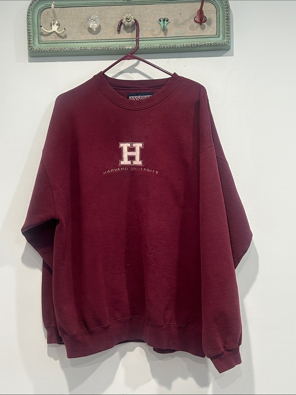 Vintage 90s Jansport Maroon Harvard 'H' Crewneck Sweatshirt adult xl pullover